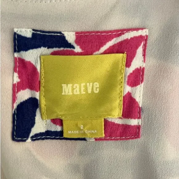 Anthropologie Maeve Peralta Flared Dress Bird Floral Size 2 Pockets Fit & Flare - Picture 3 of 7